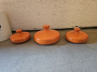 Vintage Orange Ceramic Canisters – Set of 3