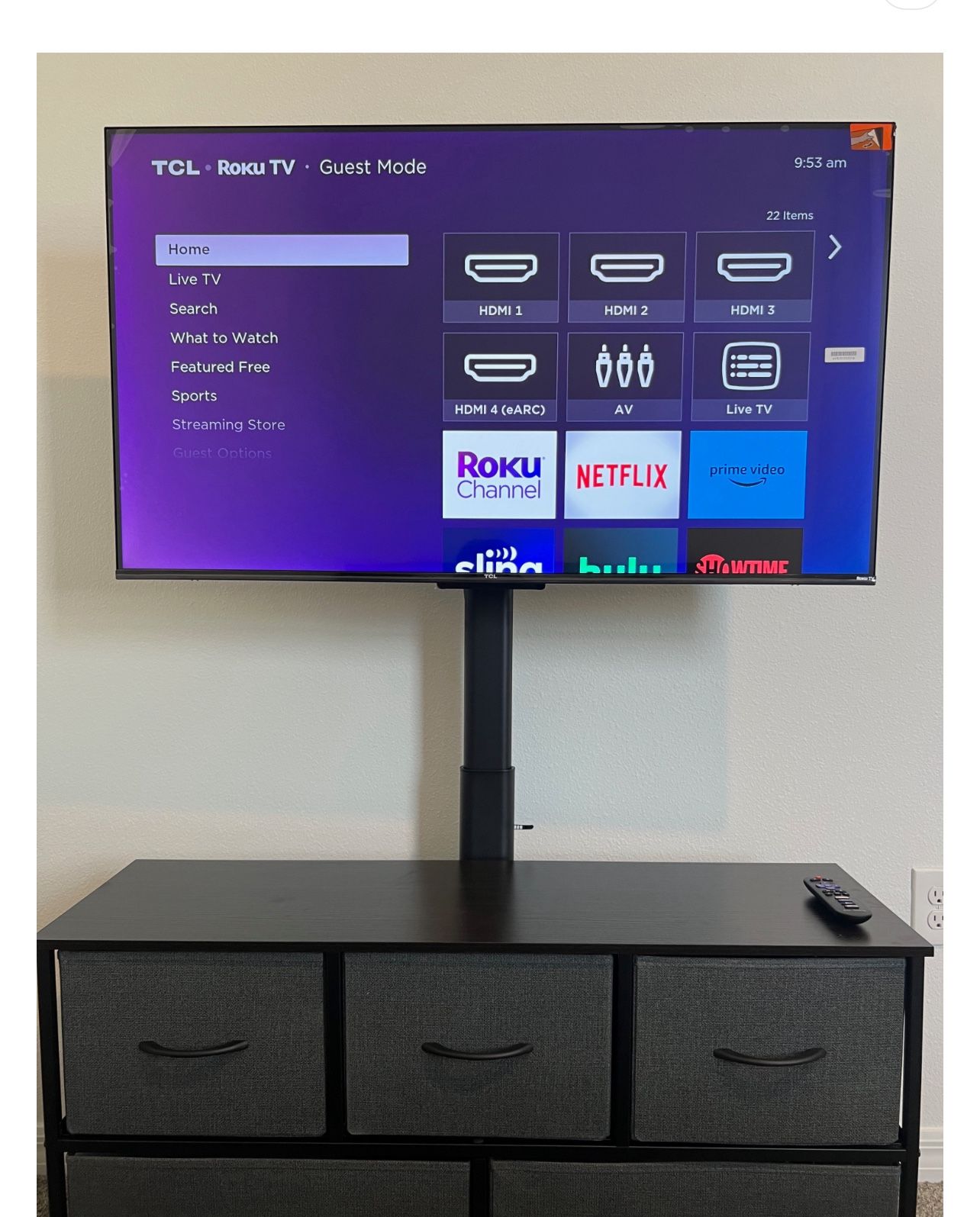 43’ TCL Roku Smart TV + Remote + With Fiber Glass Stand