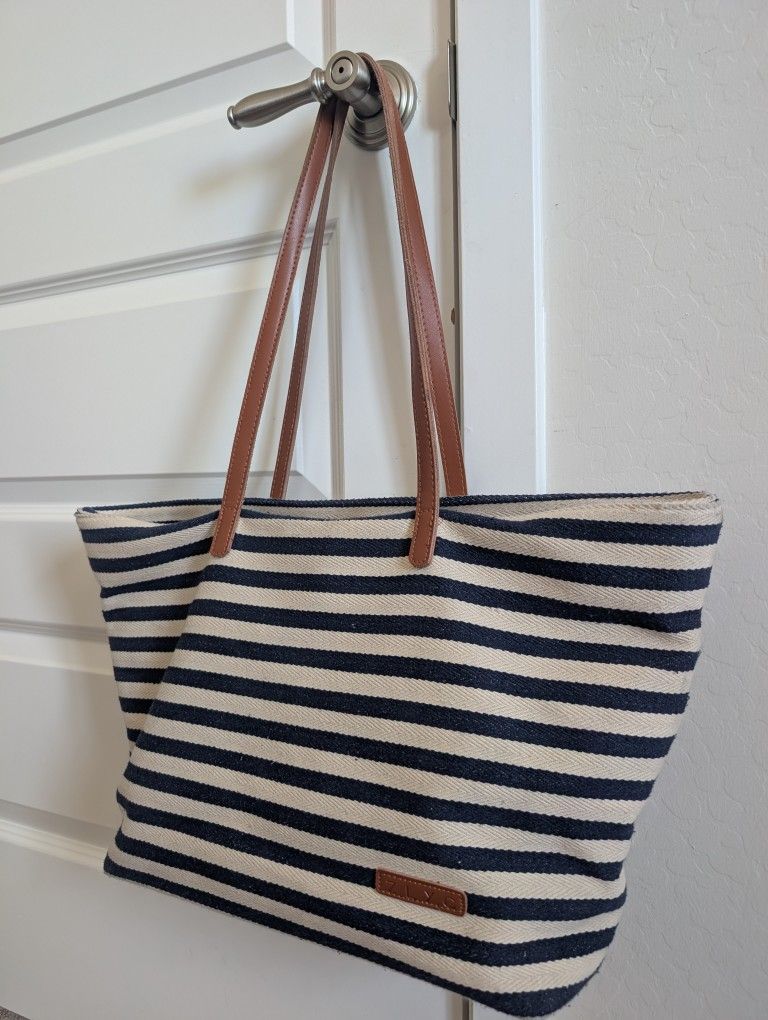 Navy Striped Tote Bag