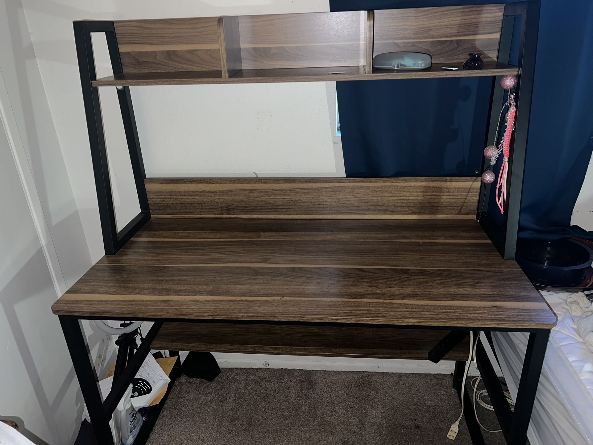Wooden Desk With Shelves