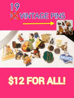 19 Vintage Collectible Pins + 2026 NFL Draft Pin  - Cloisonne Enamel 3D Goldtone Etc