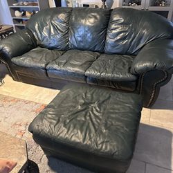 Leather Couch Set With Ottoman