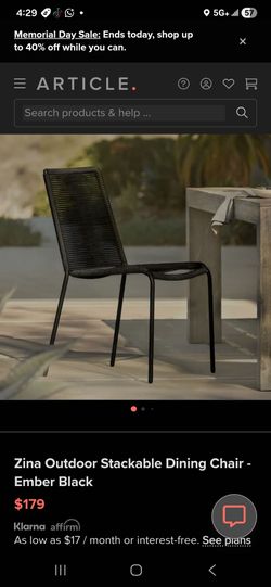 Zina ember black dining chair