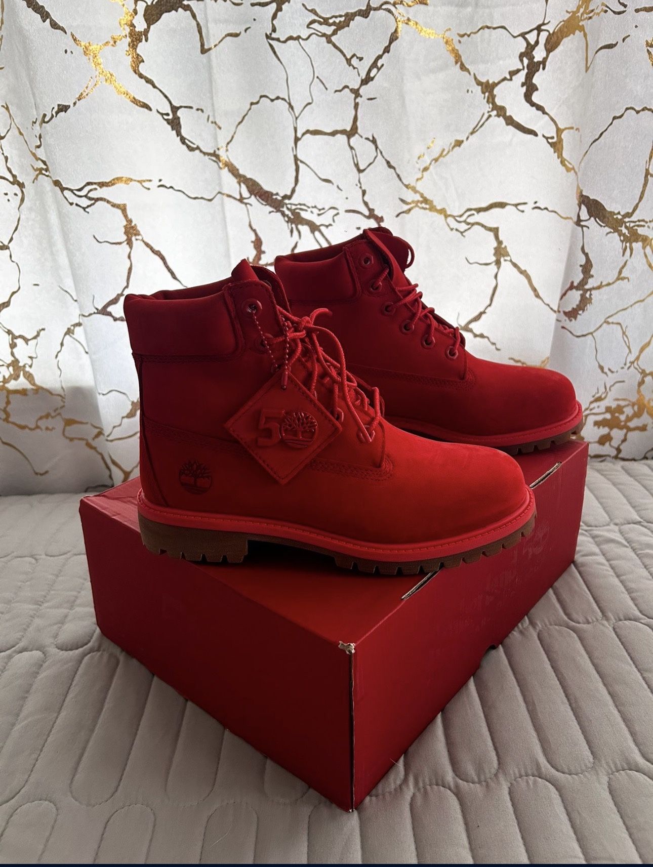 TIMBERLAND PREMIUM 6 iN WATERPROOF BOOT MEDIUM RED NUBUCK