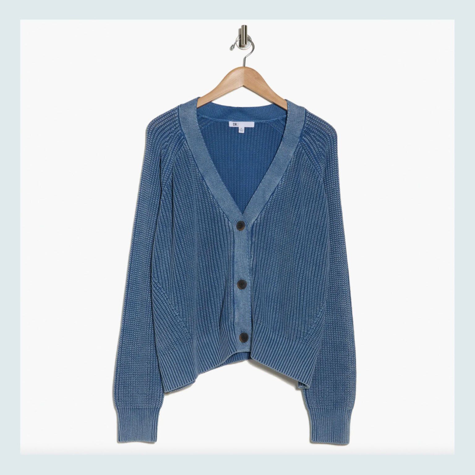 Daniel Rainn V-Neck Cotton Cardigan In blue
