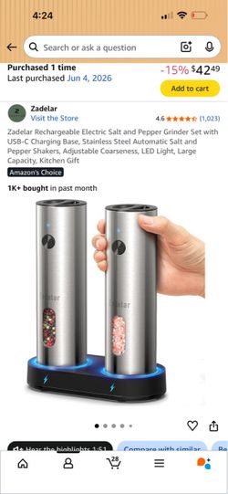 Electric salt and pepper grinder