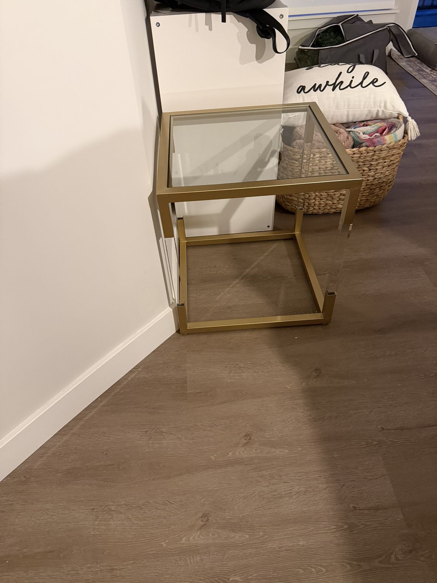 Set of 2 - Gold and Acrylic End Tables