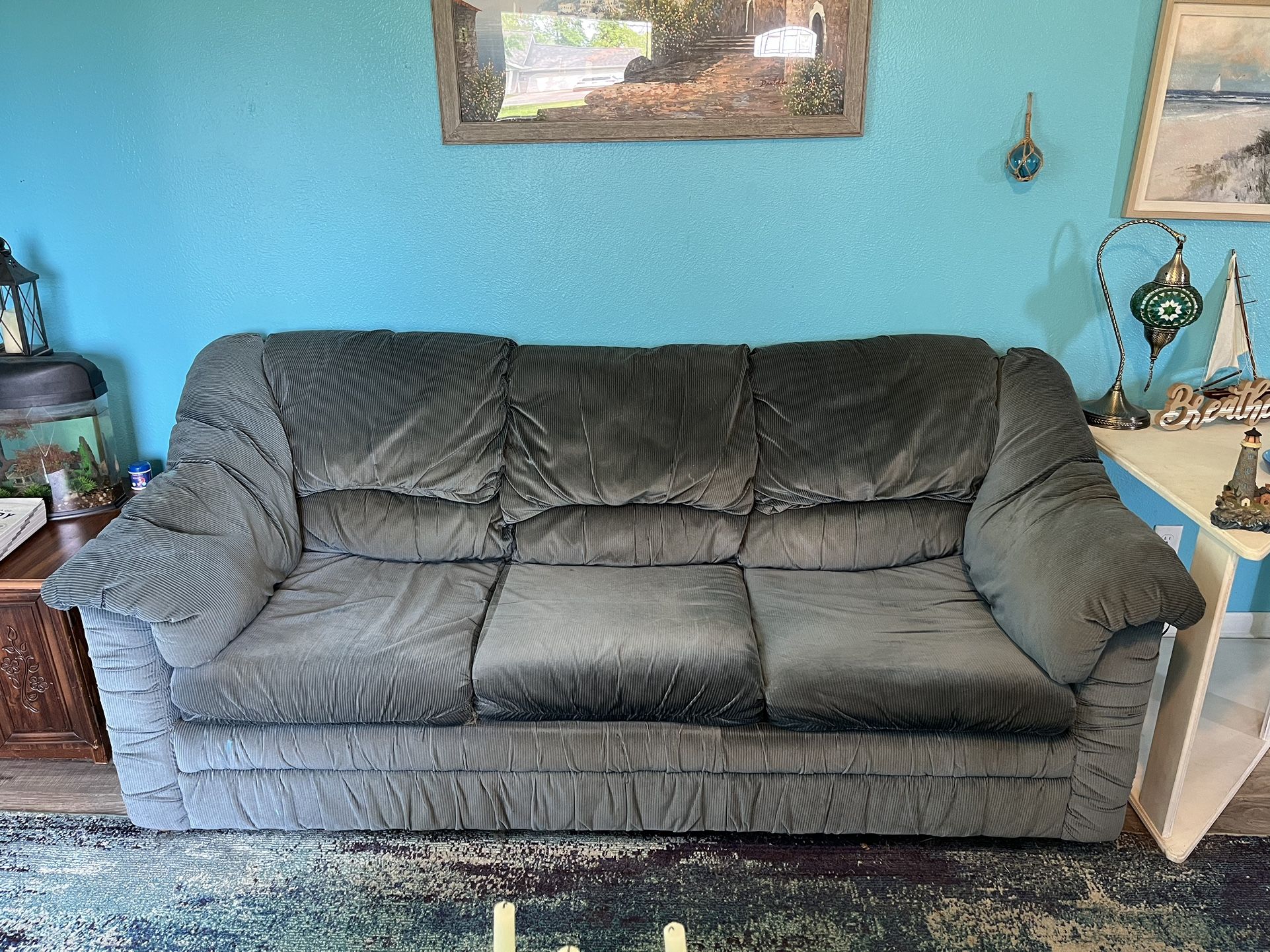 Blue-Grey Couch/Pull-Out Bed