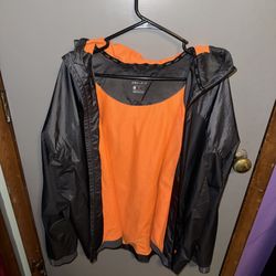 Nike Dri-FIT Men's Windbreaker Jacket Black/Orange Hooded Full Zip Size XL