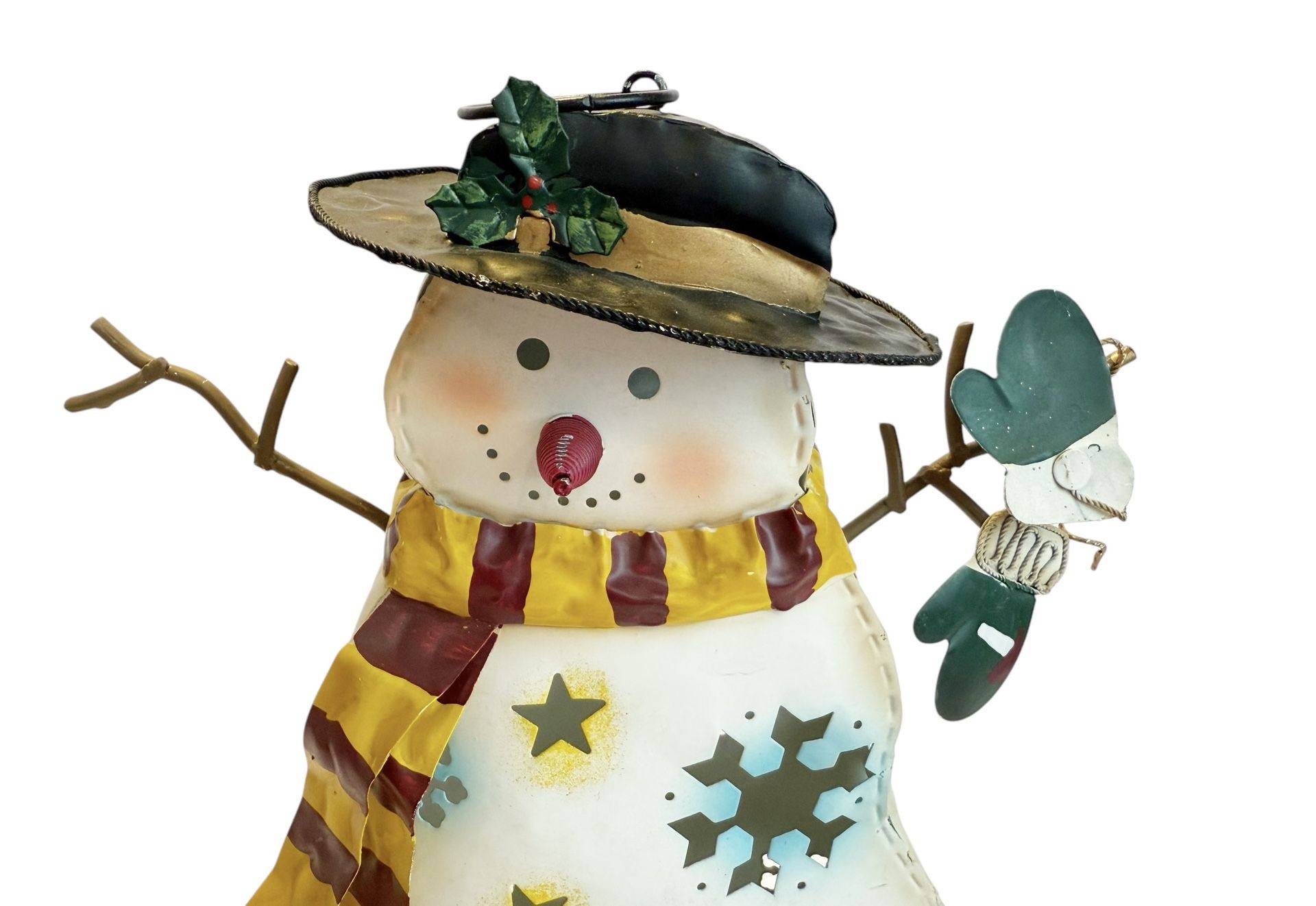 Christmas Holiday Snowman Metal Tea Light Candle Holder Winter Seasonal Decor