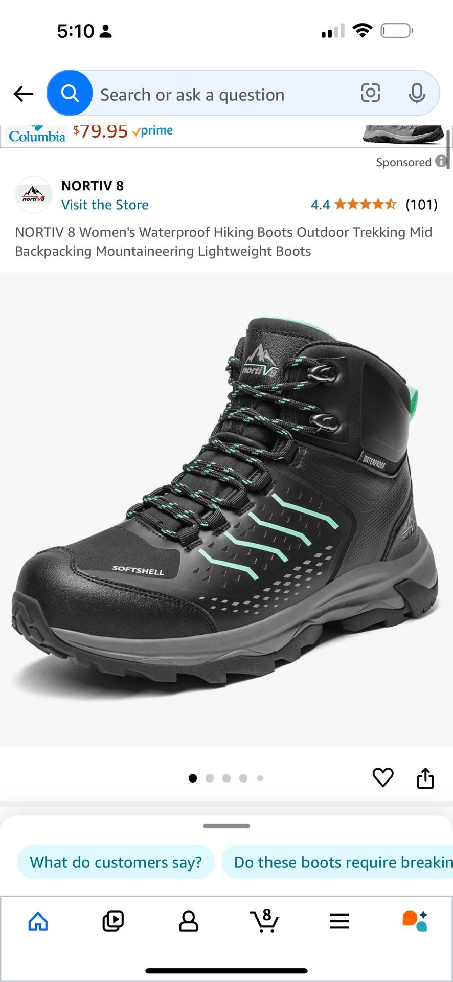 NORTIV 8 Women's Waterproof Hiking Boots Outdoor Trekking Mid Backpacking Mountaineering Lightweight Boots