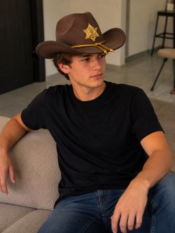 Brown Cowboy Sheriff Hat Western Costume Rodeo Ranch Festival Cosplay
