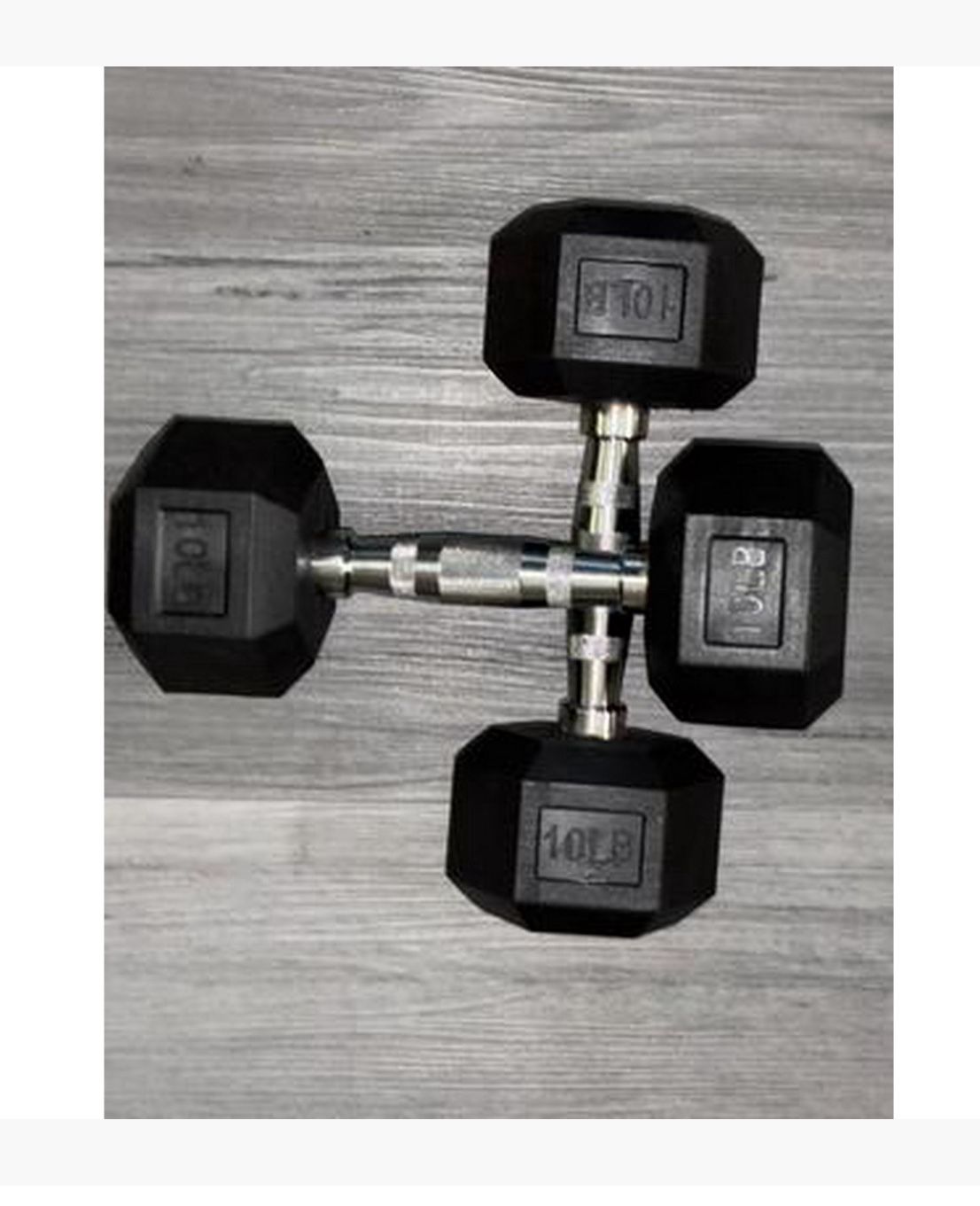 Rubber Encased Hex Dumbbells, 10 lbs Pair, Black, New
