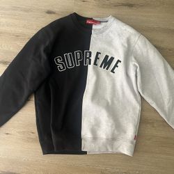 supreme split crewneck sweater black medium