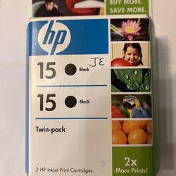 HP 15 (C6615DN) Black Ink Cartridge, Twin pack