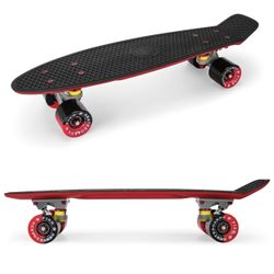 FISH SKATEBOARDS Skateboards Complete 22 Inch Mini Cruiser Retro Skateboard for Kids Boys Girls Youths Beginners, Assorted Styles