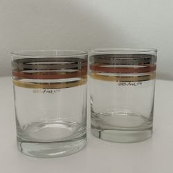 2 Vintage MCM Boho Culver LTD Barware Low Glasses