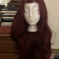 Long Red Bang Wig