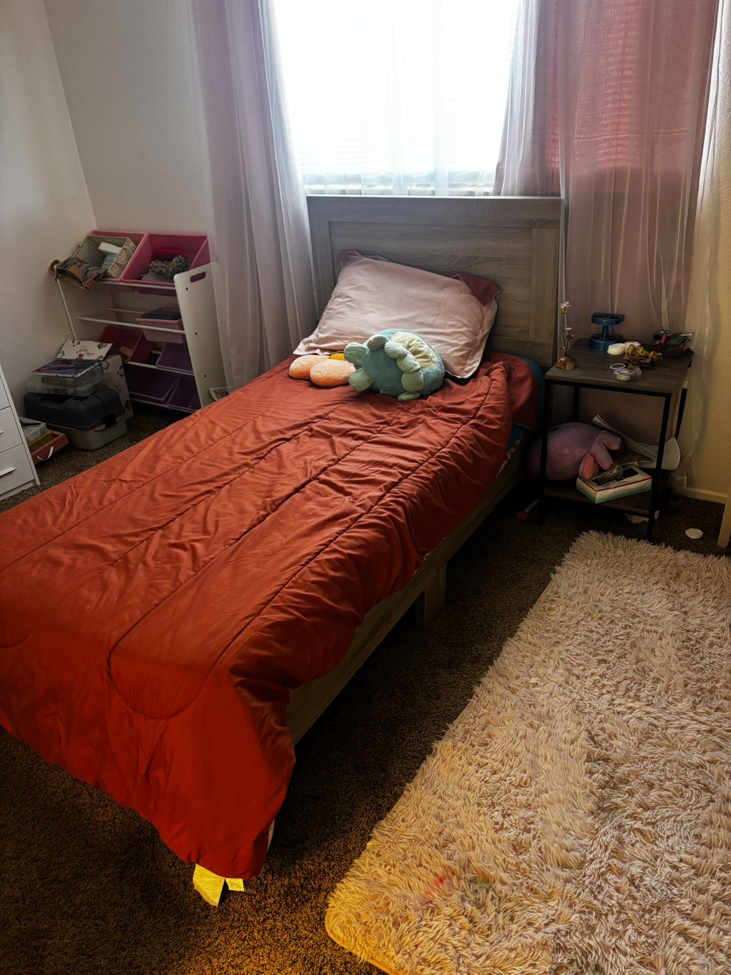 Twin size bed frame with mattress