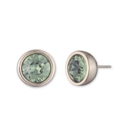 GIVENCHY Gold Tone and Green Crystal Stud Earrings