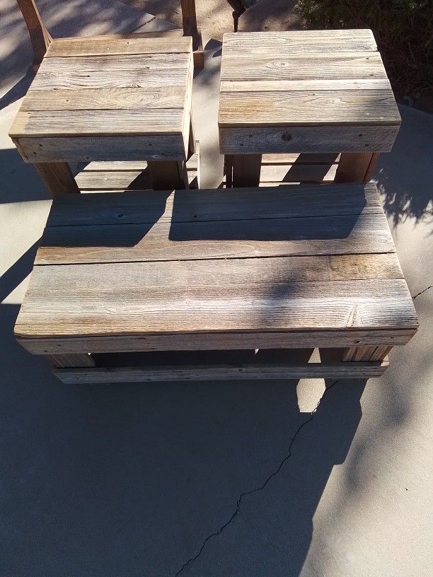Rustic Looking End Tables and Coffee Table