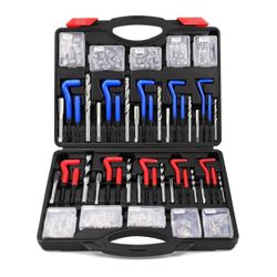 SEDY Helicoil Thread Repair Tool Kit: 320-Piece Metric SAE Heli Coil Rethreading Insert Drill Bits Spark Plug Automotive Engine Motor Stud Bolt Tap Un