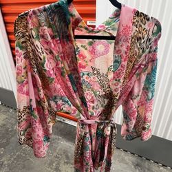 Pink Leopard Print Sheer Robe