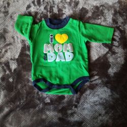 Boys "Mom & Dad" Long Sleeve Onesie, 3 Month