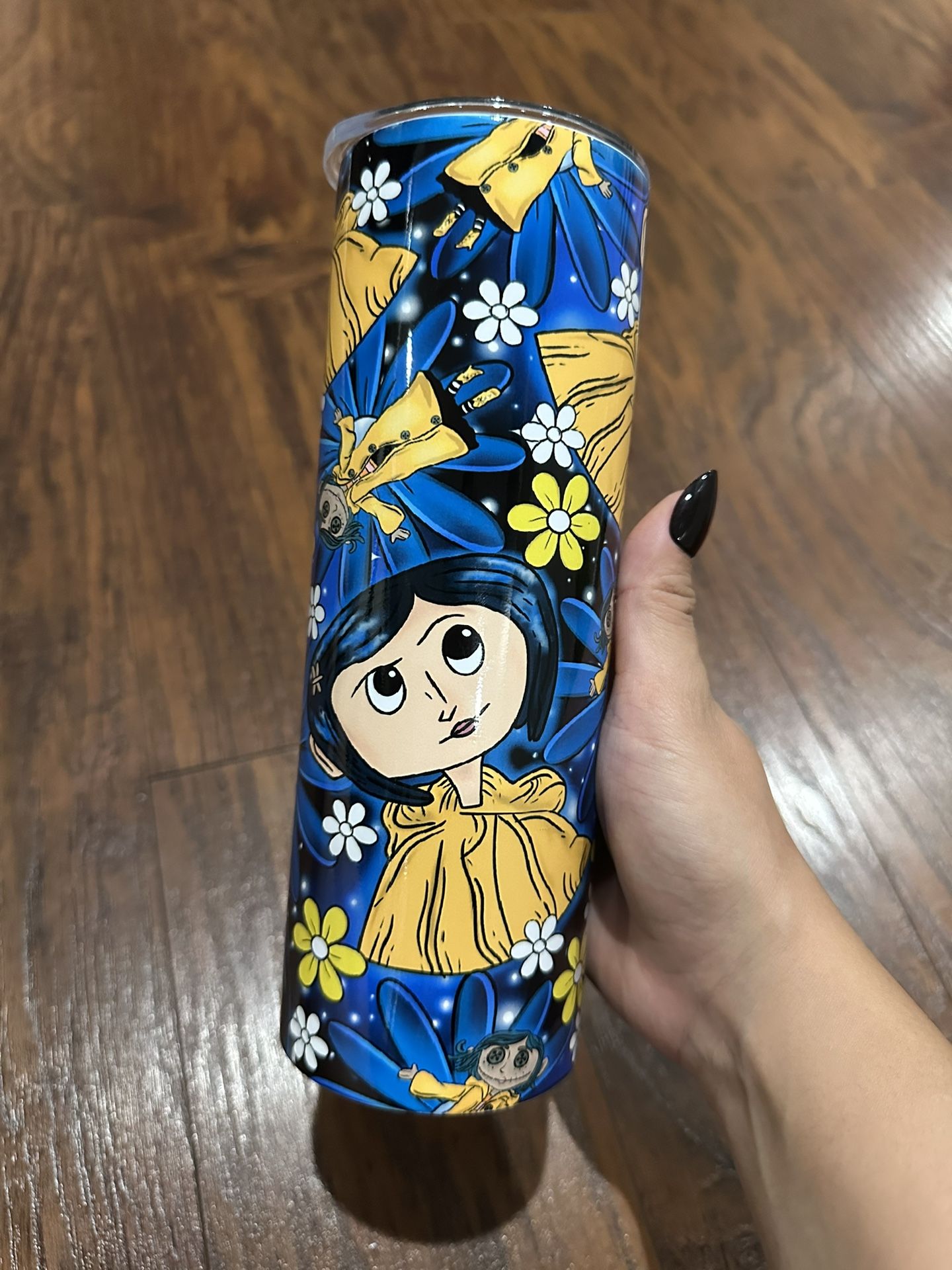 Custom 20oz Blue Coraline Floral Seamless Steel Tumbler