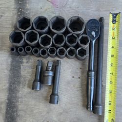 Snap-on Shallow Impact Socket Set With Ratchet And Extensions