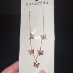 Rose Gold Butterfly Necklace 