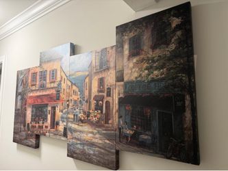 Modern 4-Piece Café Street Canvas Wall Decor