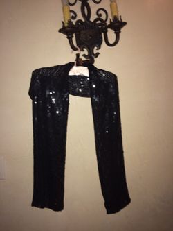 Bebe black square sequence shawl