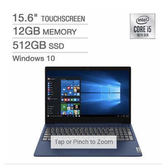 Lenovo IdeaPad 3 15.6" Touchscreen Laptop - 10th Gen Intel Core i5-10210U - 768p
