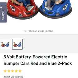 6 Volt Battery-Powered Electric Bumper Cars Red and Blue 2-Pack