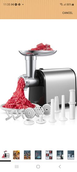 Electric Meat Grinder, Sausage Stuffer with 3 Sausage Tubes, 2 Blades, 3 Plates, 3200W Max, Meat Grinder Heavy Duty for Home Kitchen Use, Stainless St