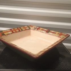 Rustic plaid - Clay Art., Serving Platter  16' By 16' 1990 Pattern 