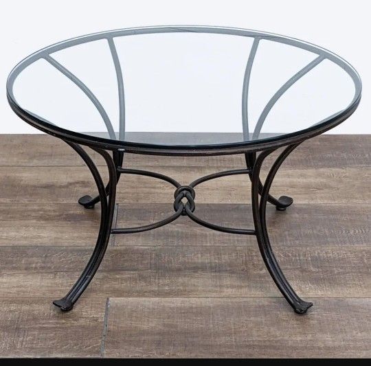 WROUGHT IRON GLASS TOP COFFEE TABLE  22"×20"