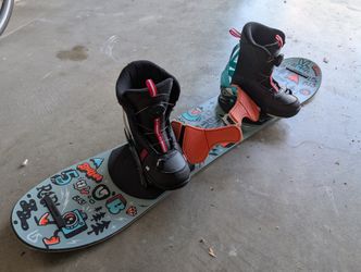 Kids Snowboard, Bindings And Boots