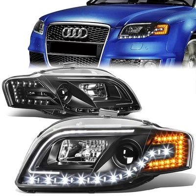 LA Zona Auto Parts 06 07 and 08 Audi A4 S4 Quattro two door four door projector Headlights Luz Micas Calaveras Black
