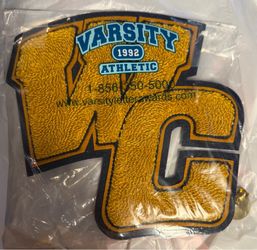 Large Varsity Patch WC Navy / Yellow Letter High School College Crafts
