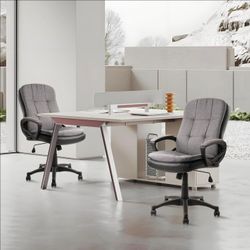 CLATINA Cloth Fabric Office Chair, 360° Swivel Rolling Desk Chair with Soft Upholstered Support Backrest, Adjustable Height Mid Back Ergonomic Compute