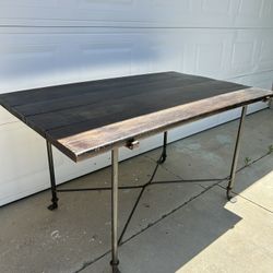 Wrought Iron And Wood Dining Table 