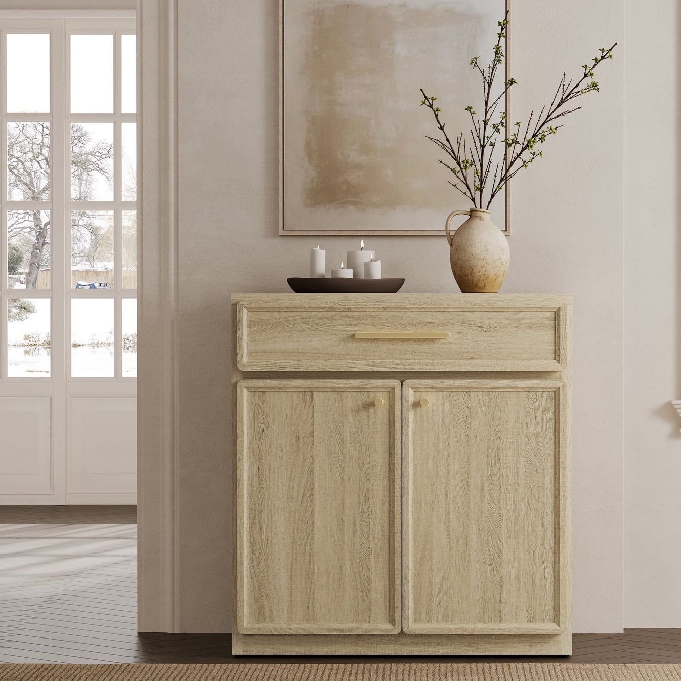 Crescent Storage Buffet Cabinet with Drawer Large Sideboard with Door