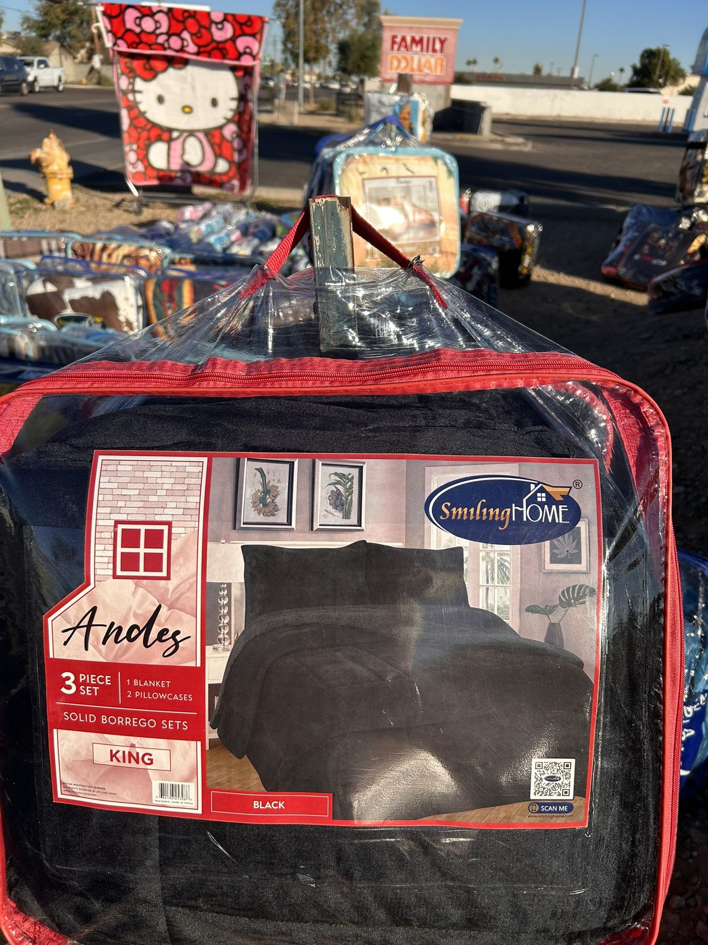 Black Borrego Blankets. Queen $30 King $35 Cal King $40