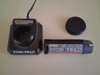 Ryobi TEK4 Charger/Battery/Battery Cap