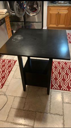 Black table top with 4 stools