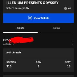 4x 3/12 Illenium Sphere Sec 310 Row 3