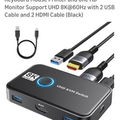 KVM Switch 1 Monitors 2 Computers, USB Switch.