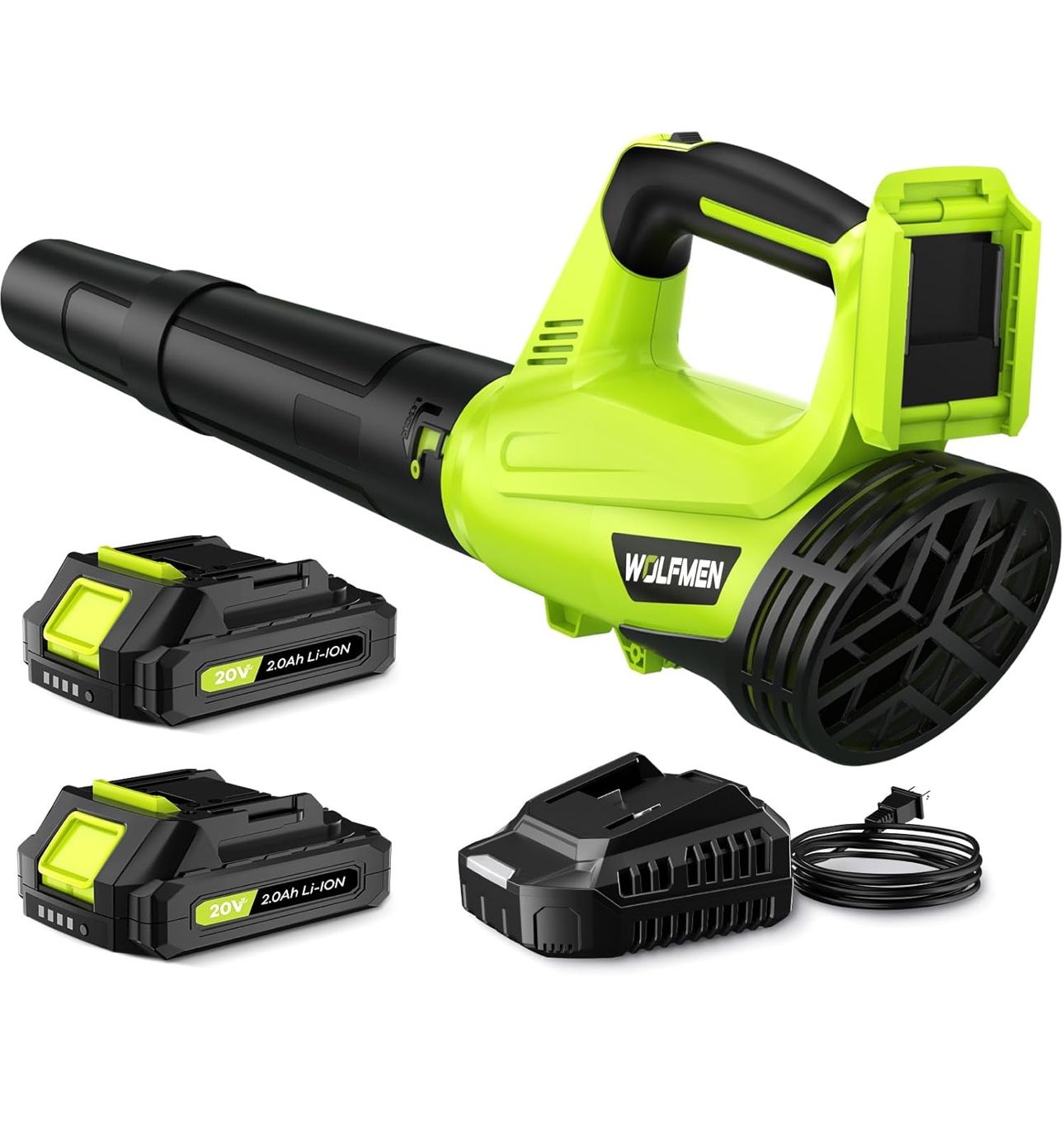 Leaf Blower, Electric Cordless Leaf Blower with 2 Batteries and Charger, 2 Speed Mode